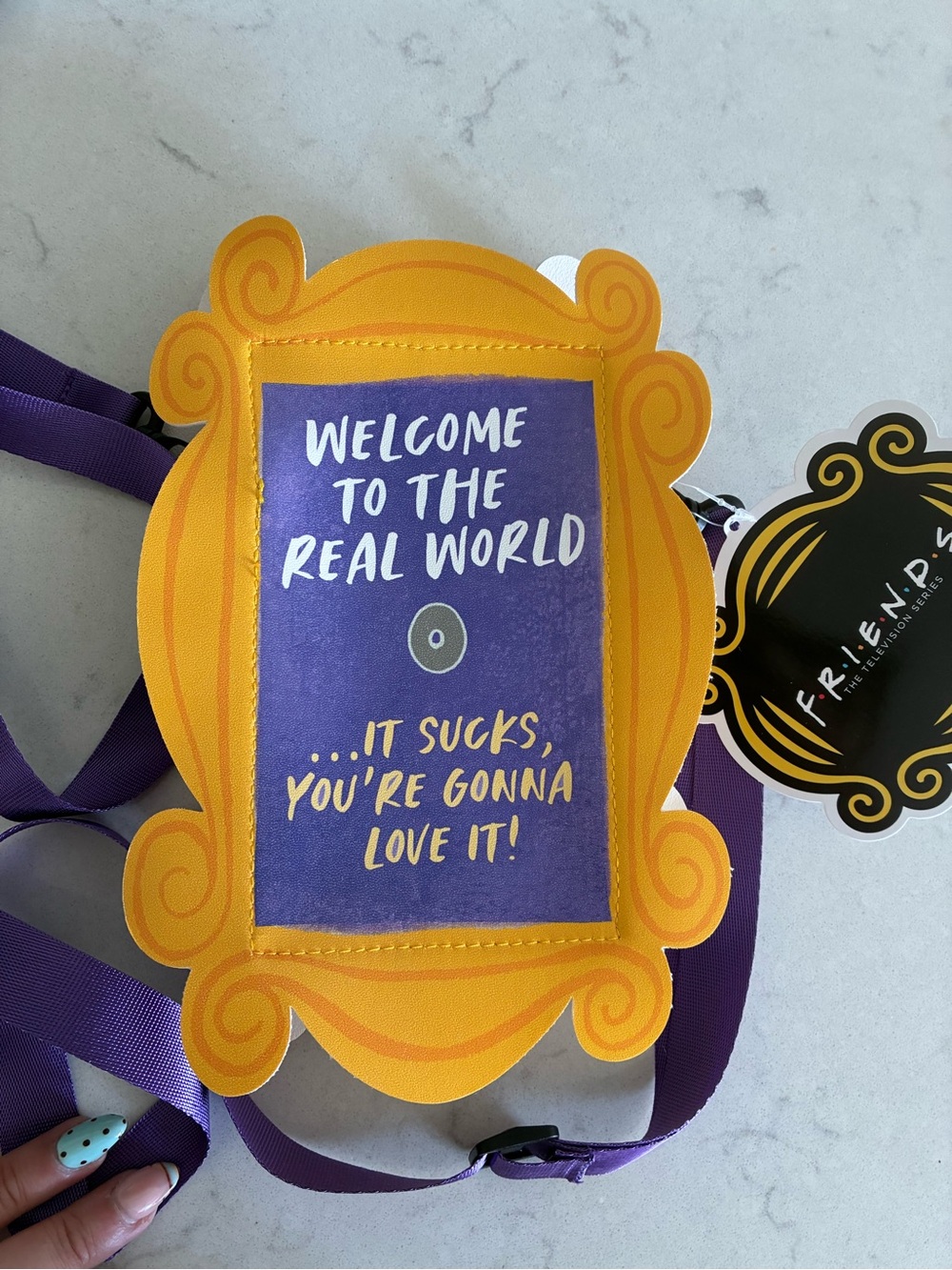 FRIENDS Purple Crossbody Phone Bag with Yellow Frame Accent 💛